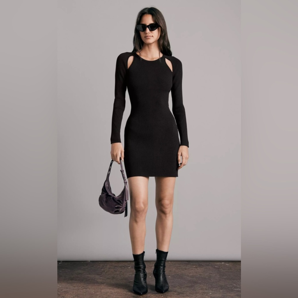 Rag & Bone Black Ribbed Asher Mini Dress size Large NWOT - Picture 16 of 16